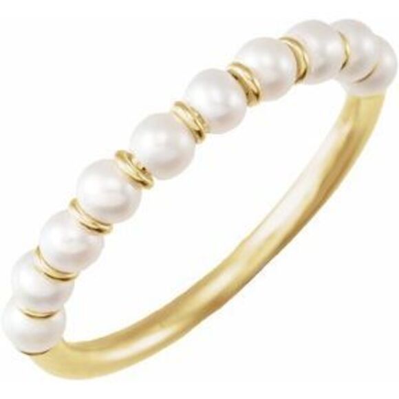 14K Yellow Cultured Freshwater Pearl Ring Size